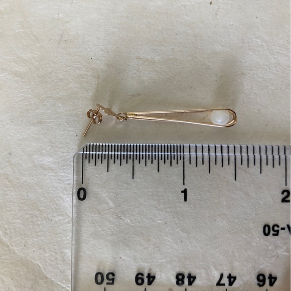 10k gold earrings with caged pearls - SOLD - Picture 5 of 6